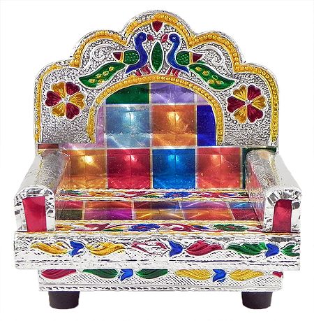 Colorful Peacock Design Throne for Deity