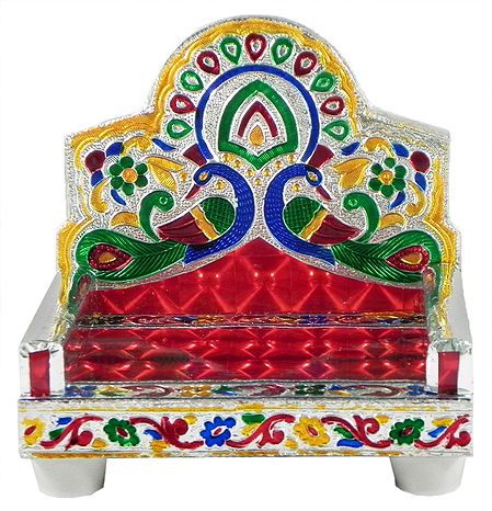 Meenakari Peacock Design Throne for Deity