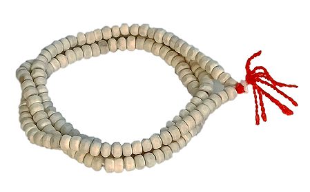 Japa Mala or Prayer Mala with 108 White Tulsi Wooden Rosary Beads