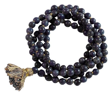 Buddhist Prayer Mala with Blue Jade Stone Beads