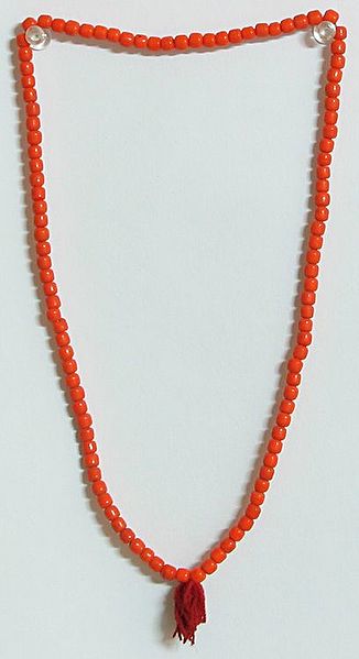 Buddhist Prayer Mala with Red Stone Beads