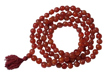 Buddhist Prayer Mala with Carnelian Stone Beads