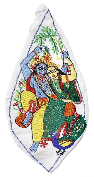Embroidered White  Cotton Japamala Bag
