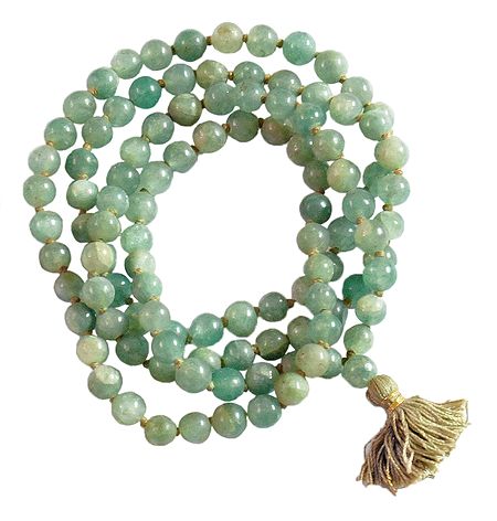 Buddhist Prayer Mala with Green Jade Stone Beads
