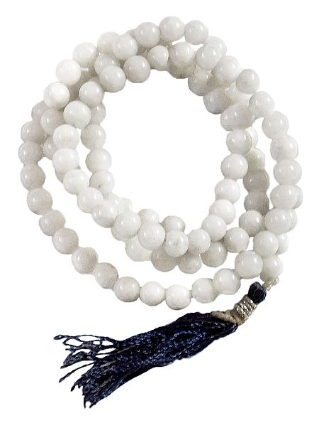 Buddhist Prayer Mala with White Hakik Stone Beads
