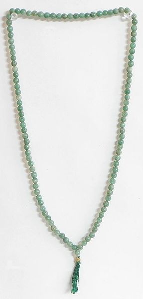 Buddhist Prayer Mala with 108 Green Jade Stone Beads