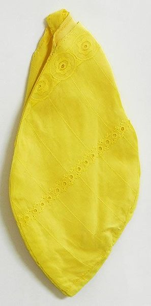 Embroidered Yellow Japa Mala Bag