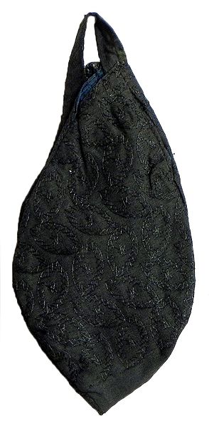 Embroidered Black Japa Mala Bag