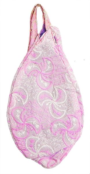 Embroidery on Pink Japa Mala Bag