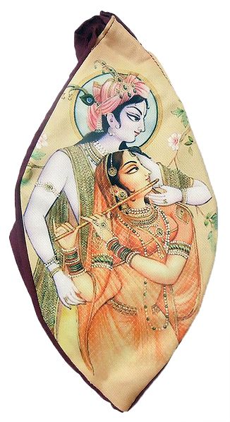 Radha Krishna Print on Maroon Japamala Bag