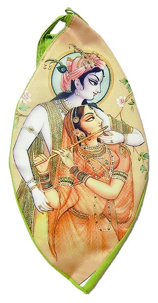 Radha Krishna Print on Green Japamala Bag