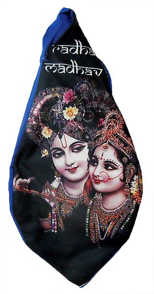 Radha Krishna Print on Blue Japamala Bag