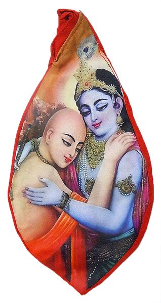 Krishna, Chaitanyadev Print on Red Japamala Bag