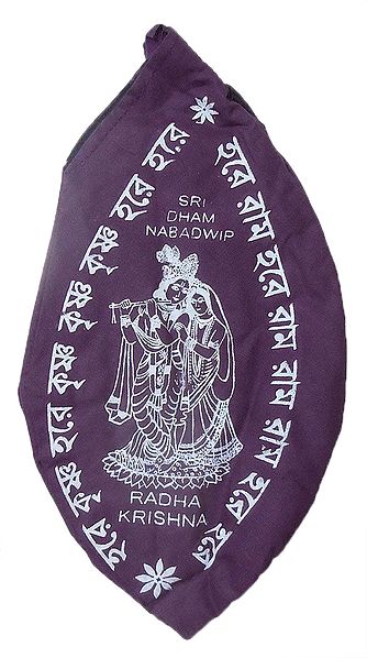 Purple Japamala Bag with Radha Krishna Print