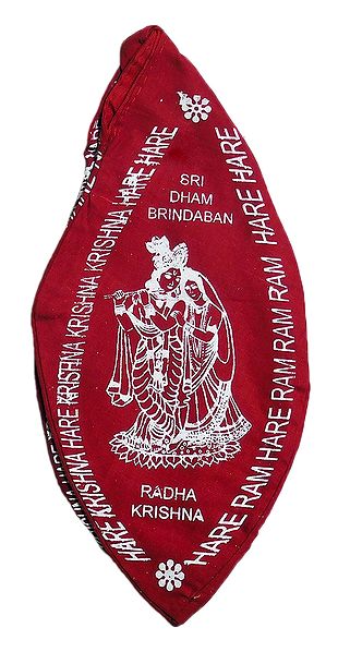 Red Japamala Bag with Radha Krishna Print