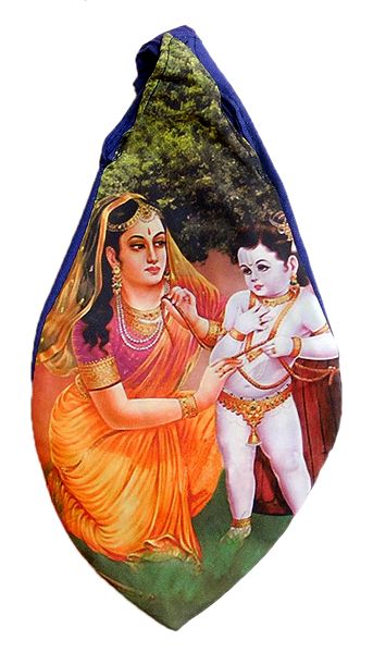 Cotton Japamala Bag with Yashoda, Krishna Print