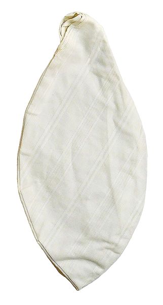 White Striped Cotton Japa Mala Bag