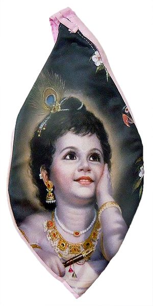 Young Krishna Print on Pink Japamala Bag