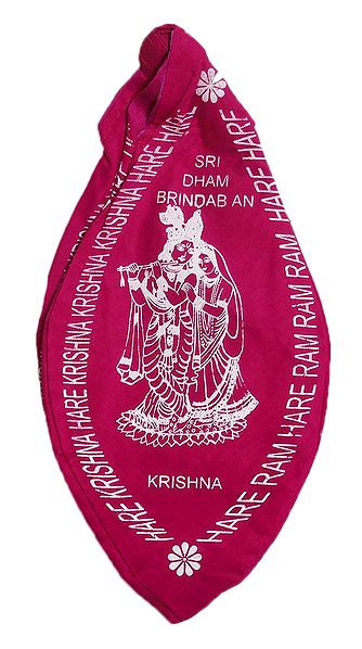 Magenta Japamala Bag with Radha Krishna Print