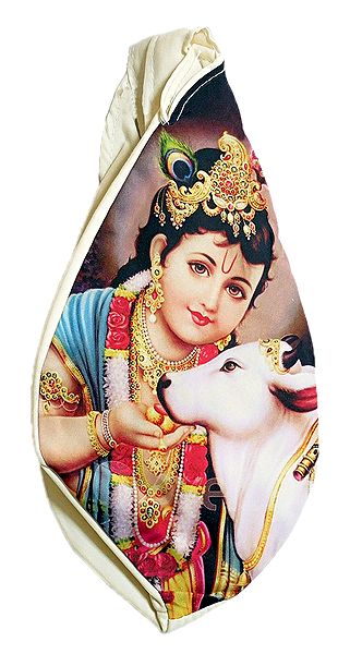 Japamala Bag with Krishna with Cow Print