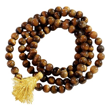 Buddhist Prayer Mala with Tiger Eye Stone Beads