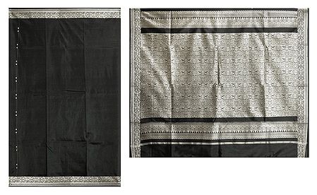 Black Silk Saree with Designer Silver Thread Border and Pallu