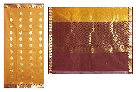Yellow with Maroon Cotton Silk Saree with Gorgeous Pallu and Border