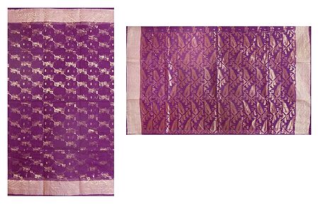 Cotton Dhakai Magenta Sari with Zari Weaved Design All-OverPallu