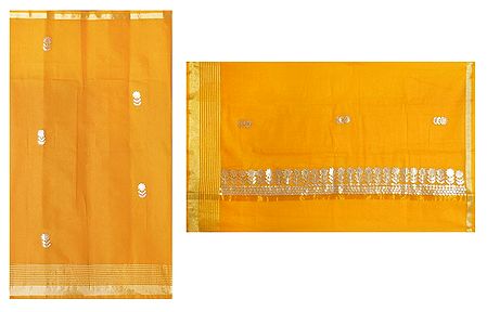 Yellow Cotton Silk Kota Saree with Zari Applique