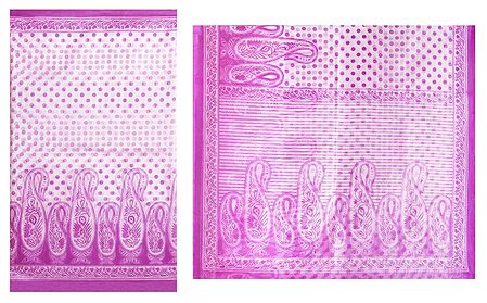 Mauve Print on White Cotton Silk Kota Sari