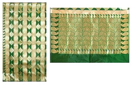 Green Banarasi Ghicha Silk Saree with Zari Design