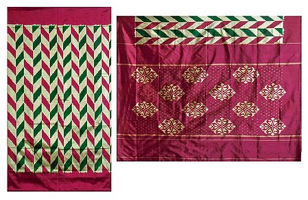All-Over Ikkat Design on Silk Saree with Maroon Border and Pallu