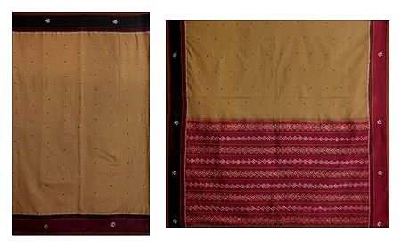 Embroidered Light Brown South Cotton Saree