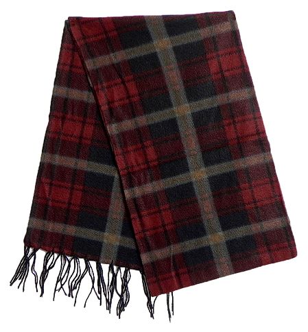 Red, Black and Grey Check Woolen Muffler