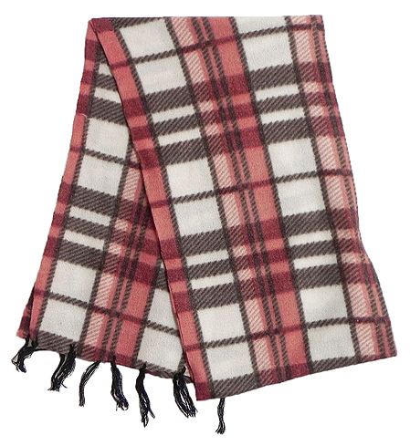 Pink, White and Brown Check Woolen Muffler