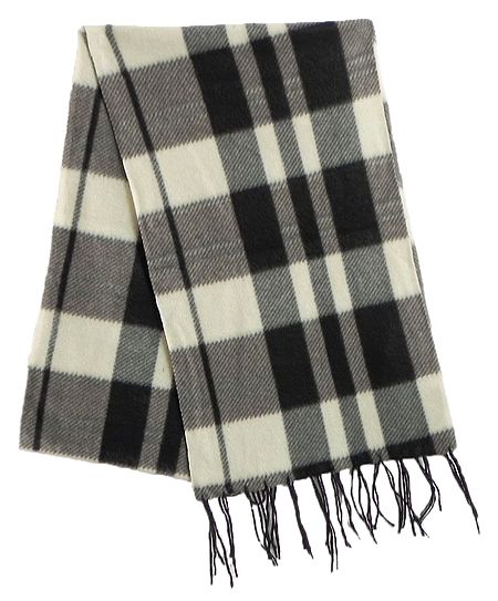 Off-White, Black and Grey Check Woolen Muffler