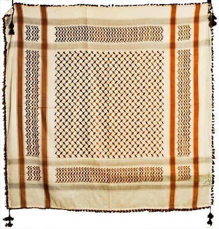 Muslim Woven Off-White with Brown Cotton Scarf