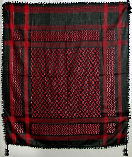 Muslim Woven Black with Red Cotton Scarf