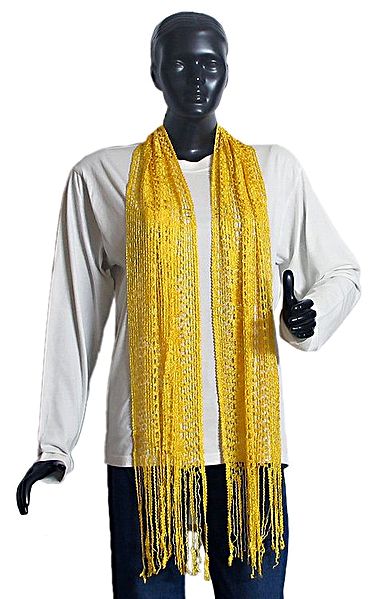 Dark Yellow Crochet Knit Scarf