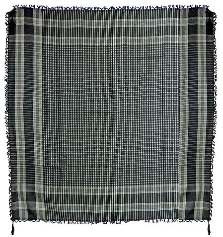 Muslim Woven Black With Off-White Check Cotton Scarf