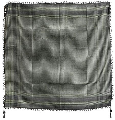 Muslim Woven Black With Moss Green Check Cotton Scarf