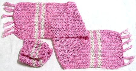 Pink Woollen Cap and Muffler
