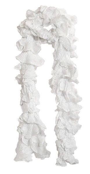 White Crocheted Woolen Scarf