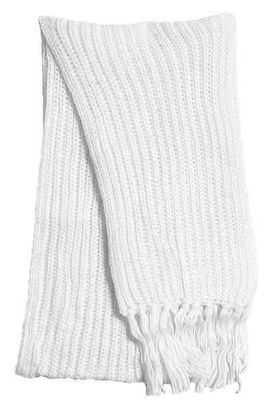 Knitted White Woolen Muffler