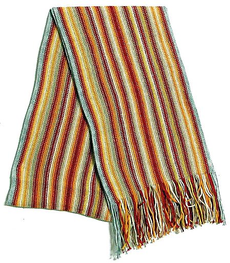 Multicolor Crocheted Woollen Scarf