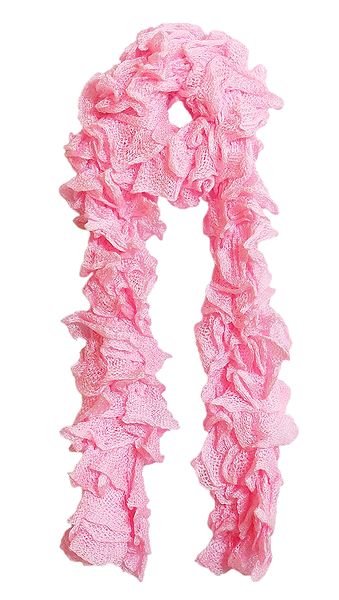 Pink Crocheted Woolen Scarf