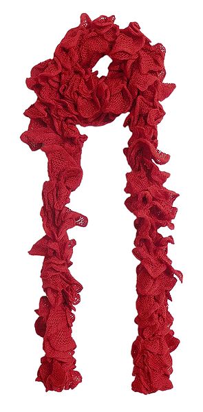 Red Crocheted Woolen Scarf