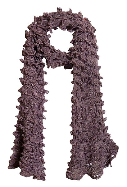 Dark Mauve Crocheted Woolen Scarf