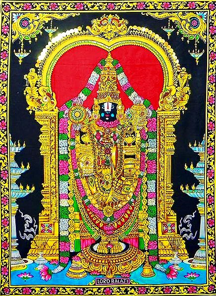 Balaji - Print on Cloth with Sequin Work - Unframed