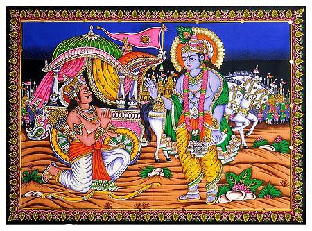 Krishna Preaching Gita to Arjuna